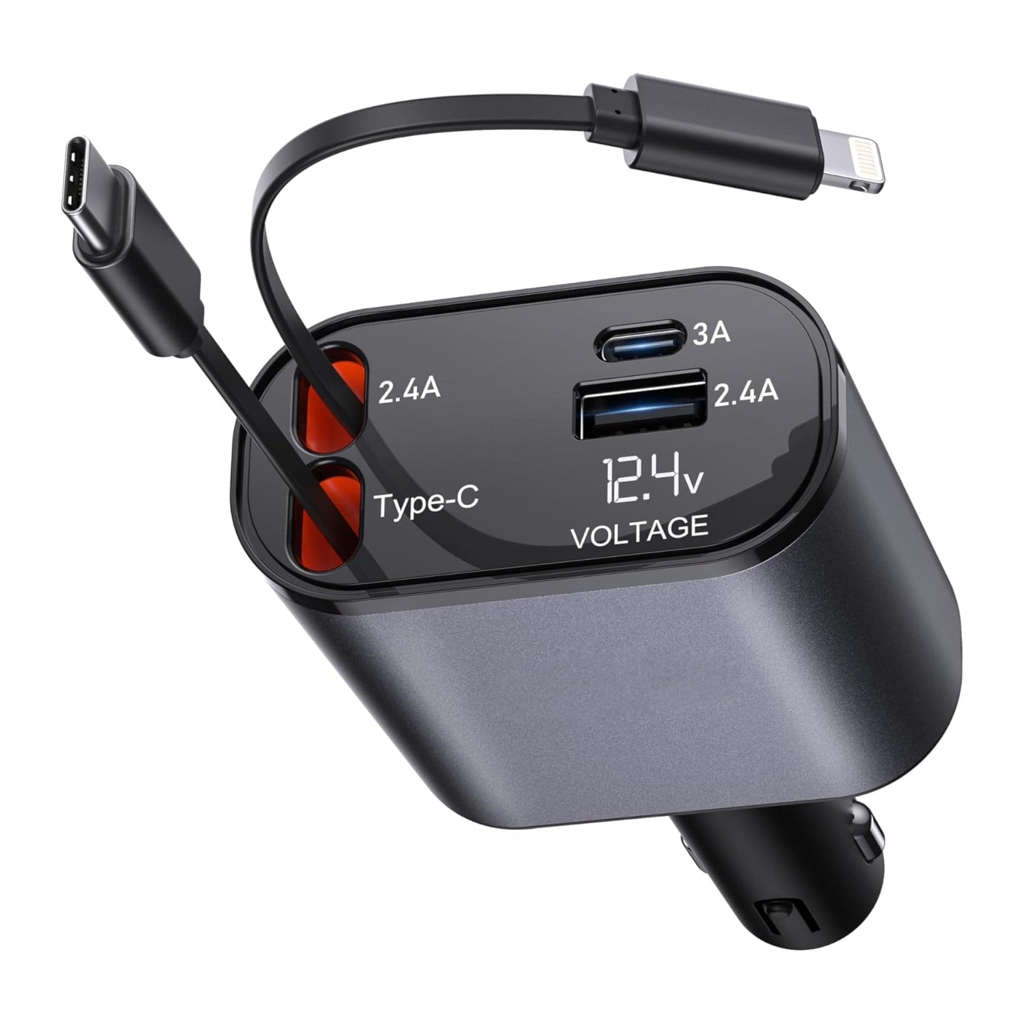 Kanget 66W Retractable 4-in-1 Car Charger
