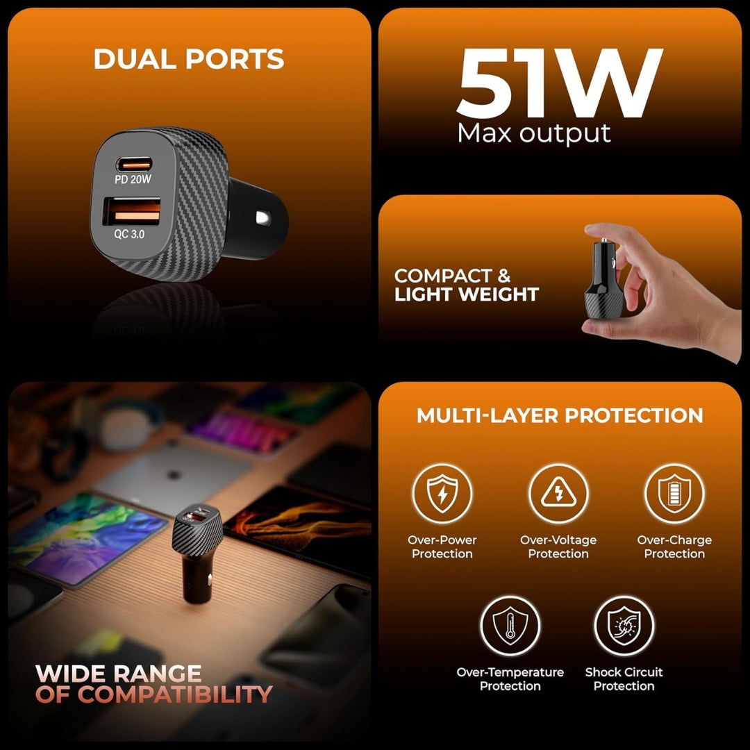 Kanget 51W Dual-Port Car Charger (31W USB-A + 20W USB-C PD) — view 4