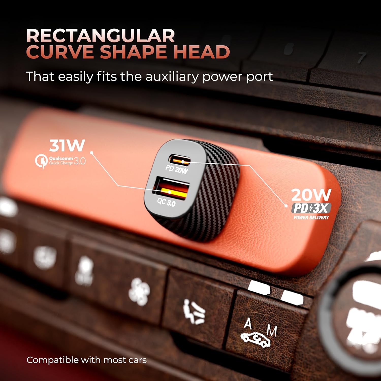 Kanget 51W Dual-Port Car Charger (31W USB-A + 20W USB-C PD) — view 7